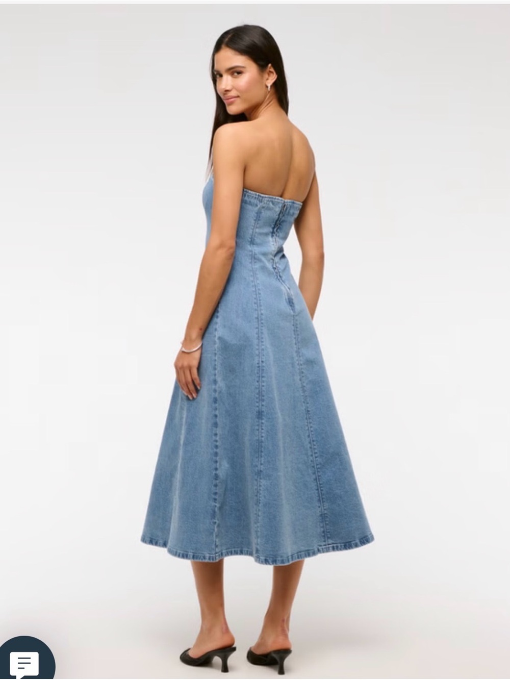 NWT Abercrombie & Fitch Light Blue Denim Strapless Dress - Picture 2 of 6